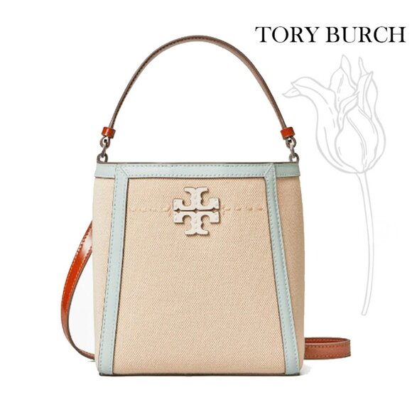 Tory Burch Small McGraw Canvas Bucket Bag - Picture 1 of 13